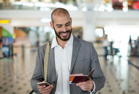 a man checking passport again after passport chip wasn't working