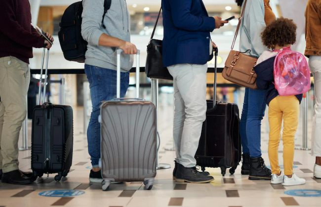 Luggages at the airport being screened