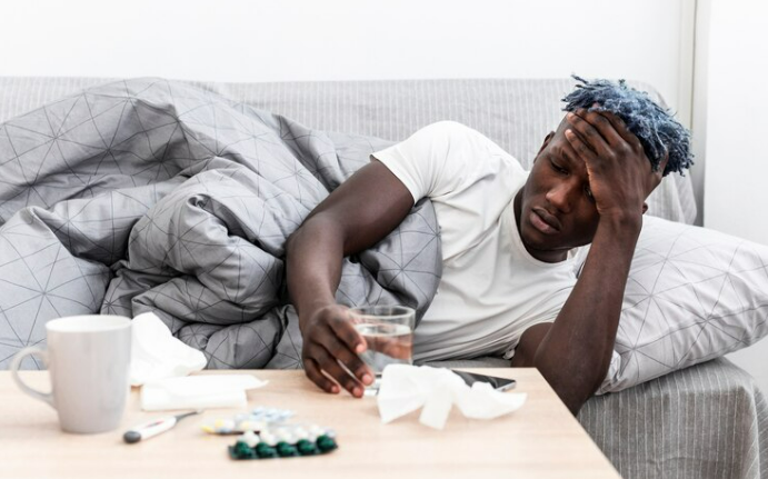 Man taking sleeping pills which is prohibited in europe