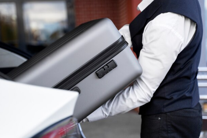 Man putting luggage in the car after picking someone from the airport