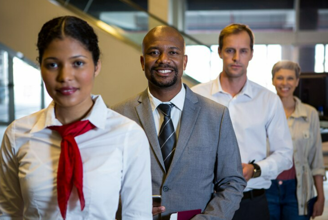 People checking at the airport to avoiding being flagged