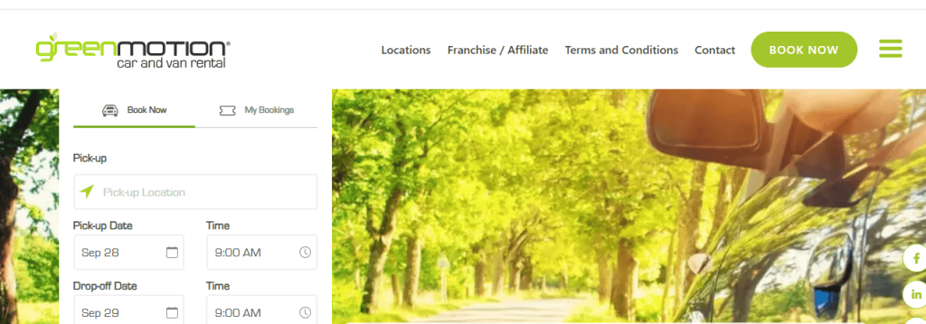 A snapshot of green motion car rental company